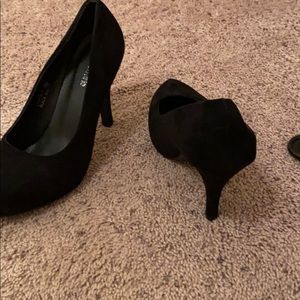 black suede 3 inch heels